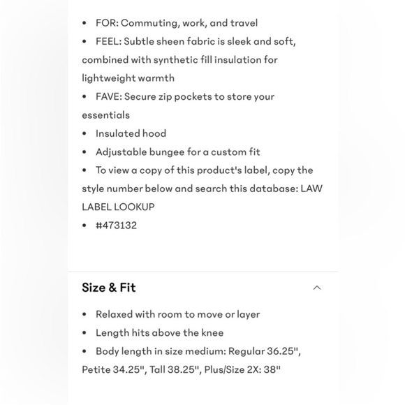 NWT-Athleta Aire Puffer Parka, Size 1X - Picture 2 of 6